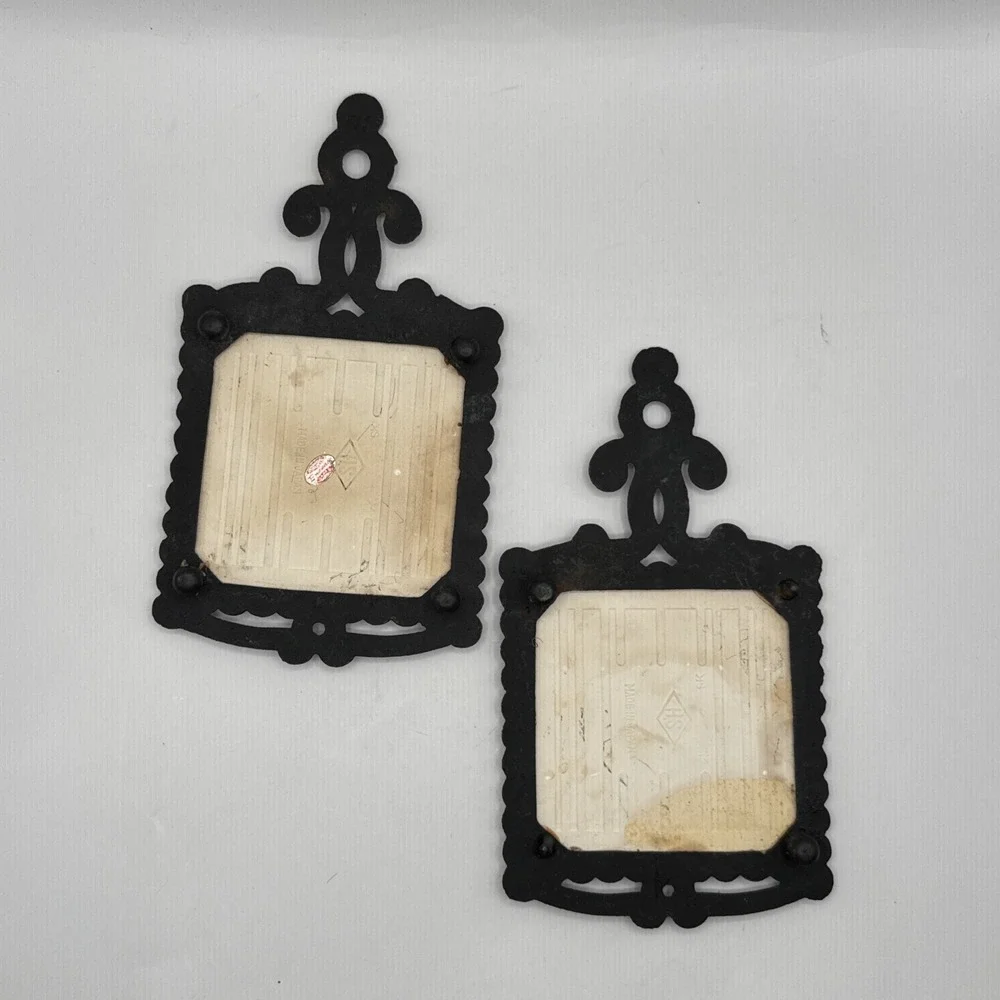 Vintage Cast Iron Tile Trivet The Farmers Home In Winter 10x5